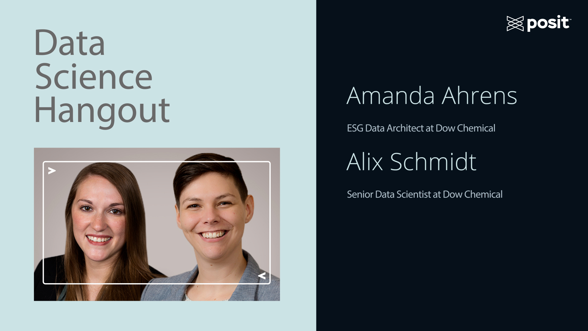 Data Science Hangout with Amanda Ahrens and Alix Schmidt at Dow